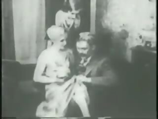 Two flappers dance naked with dude then rub and tug his johnson together