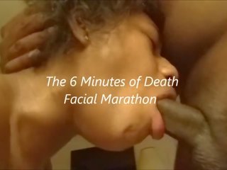 Yang 6 minutes daripada kematian perempuan hitam air mani pada muka /facial pancutan air mani marathon