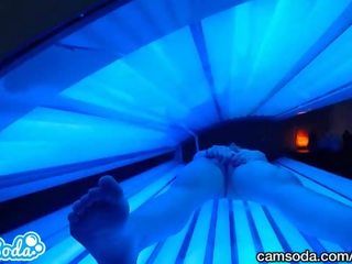 Teen latina caught in tanning bed