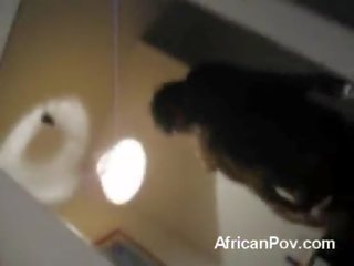 Groovy ebony prostitute fucked hard by a white lad in front of the mirror